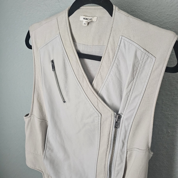 Helmut Lang Lambskin Leather Vest Size S Light Gray Neutral Zipper - Picture 2 of 9